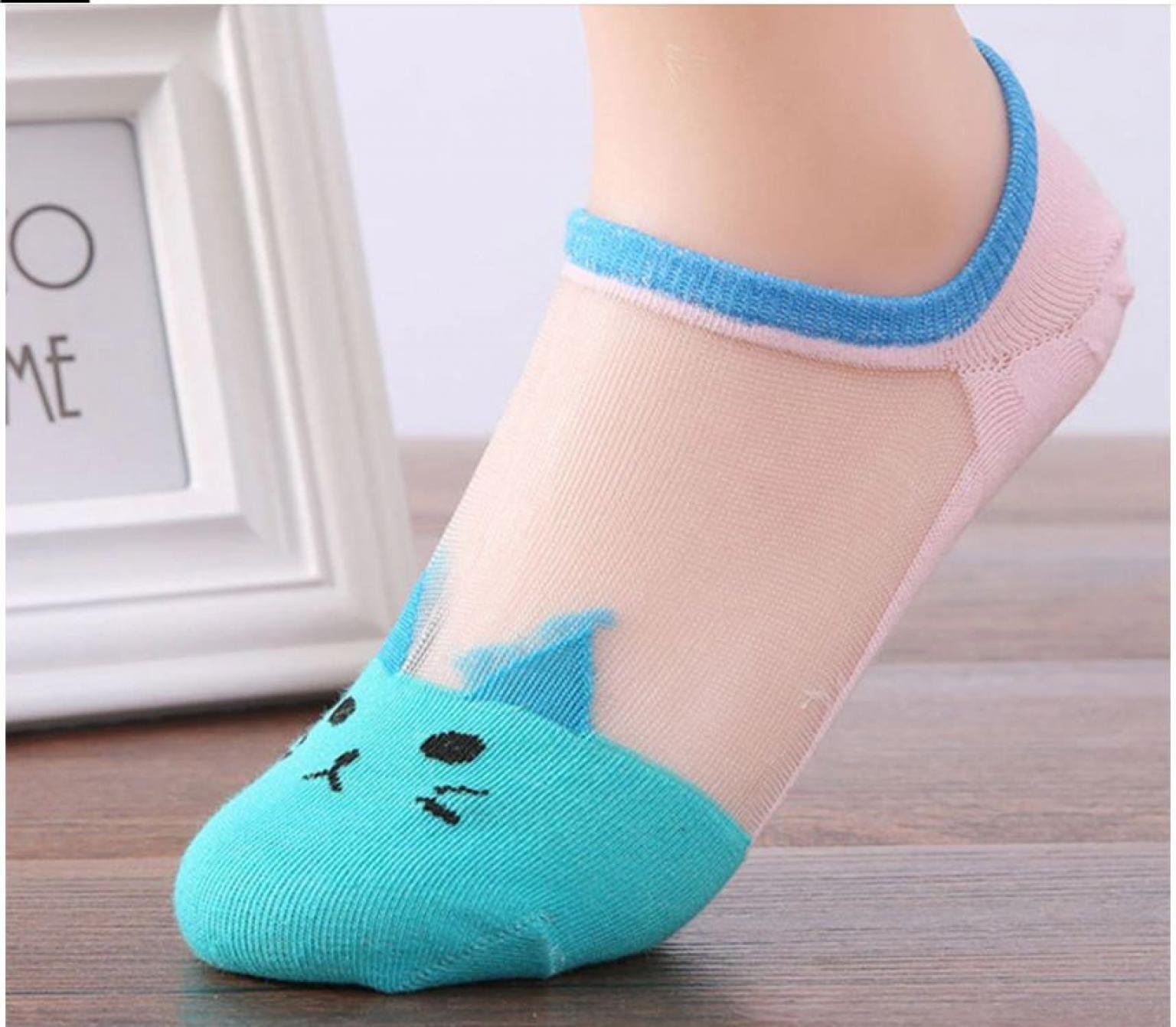 3 Pair Socks  Summer Autumn Women New Cartoon Cute Cat Pattern Socks Crystal Silk Socks Ultrathin Transparent Low Ankle Socks Winter Socks Transparent Socks